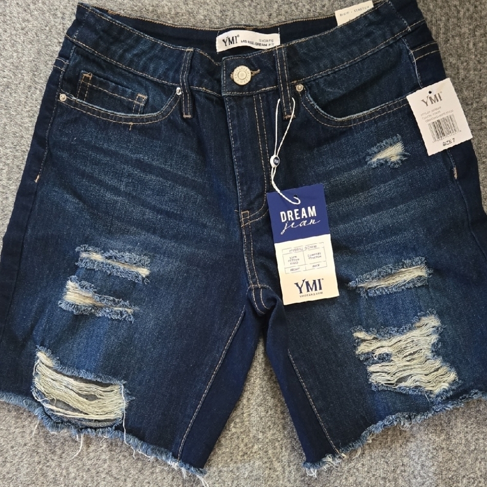 YMI Dark Blue Ripped Denim Shorts